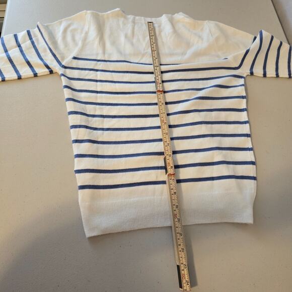 Unbranded Sweater Women's Small White with Blue Stripes Crew Neck NWOT - Picture 9 of 16